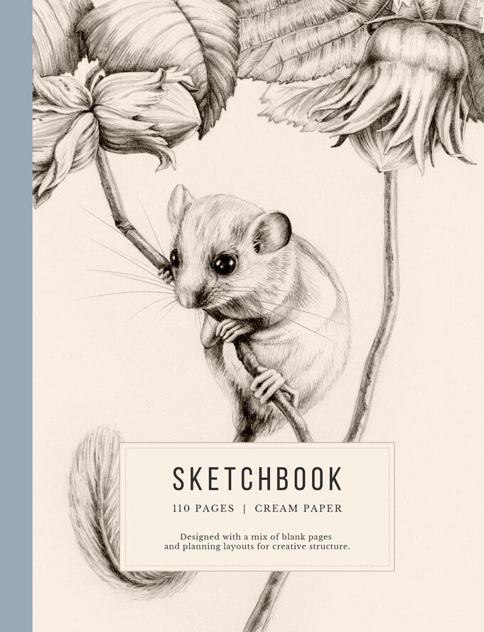 sketchcbook with hazel dormouse on hazel nature sketching Anne Løvenskjold sketchcbook with hazel dormouse on hazel nature sketching Anne Løvenskjold