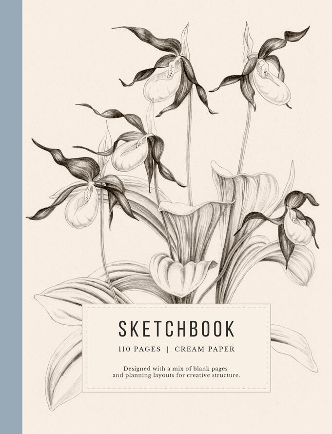 sketchcbook with lady slipper's orchid flowers nature sketching Anne Løvenskjold sketchcbook with lady slipper's orchid flowers nature sketching Anne Løvenskjold
